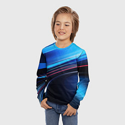 Лонгслив детский Синяя и черная абстракция геометрическая, цвет: 3D-принт — фото 2