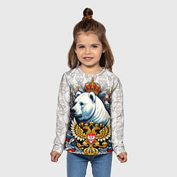 Лонгслив детский Белый медведь с короной, цвет: 3D-принт — фото 2