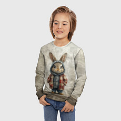 Лонгслив детский Кролик в пальто, цвет: 3D-принт — фото 2
