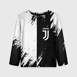 Лонгслив детский Juventus краски чёрнобелые, цвет: 3D-принт