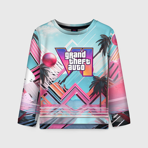 Детский лонгслив Gta 6 логотип в стиле vice city / 3D-принт – фото 1
