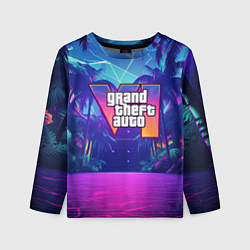 Детский лонгслив Gta 6 логотип в стиле ночного vice city