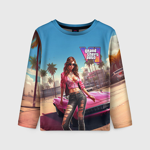 Детский лонгслив GTA 6 girl logo / 3D-принт – фото 1