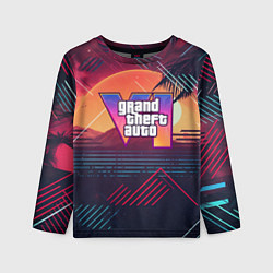 Детский лонгслив GTA 6 logo абстрактный фон