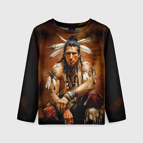 Детский лонгслив Коренной североамериканец / 3D-принт – фото 1