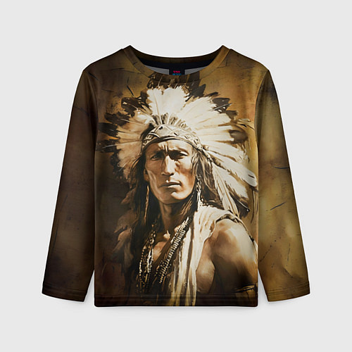 Детский лонгслив Североамериканский индеец / 3D-принт – фото 1