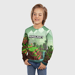Лонгслив детский Minecraft logo квадратный мир игры, цвет: 3D-принт — фото 2