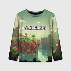 Лонгслив детский Minecraft logo квадратный мир, цвет: 3D-принт