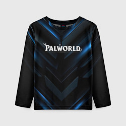 Детский лонгслив Palworld logo blue neon abstract black