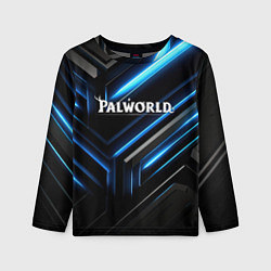 Лонгслив детский Palworld logo black blue neon abstract, цвет: 3D-принт