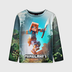 Лонгслив детский Персонаж Minecraft с мечом, цвет: 3D-принт