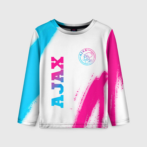 Детский лонгслив Ajax neon gradient style вертикально / 3D-принт – фото 1