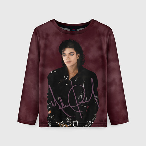 Детский лонгслив Michael Jackson на бордовом фоне / 3D-принт – фото 1