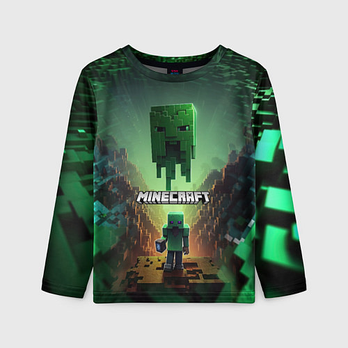 Детский лонгслив Minecraft зеленая летящая голова / 3D-принт – фото 1