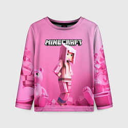 Лонгслив детский Minecraft персонаж розовый фон, цвет: 3D-принт