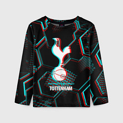 Детский лонгслив Tottenham FC в стиле glitch на темном фоне