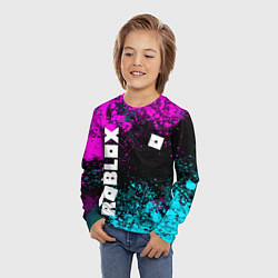 Лонгслив детский Роблокс - неоновые брызги, цвет: 3D-принт — фото 2