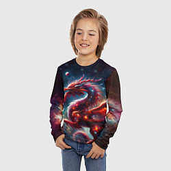 Лонгслив детский Красный космический дракон, цвет: 3D-принт — фото 2