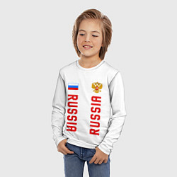 Лонгслив детский Россия три полоски на белом фоне, цвет: 3D-принт — фото 2