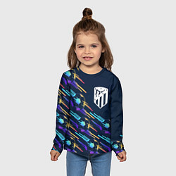 Лонгслив детский Atletico Madrid градиентные мячи, цвет: 3D-принт — фото 2