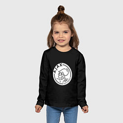 Лонгслив детский Ajax fc белое лого, цвет: 3D-принт — фото 2