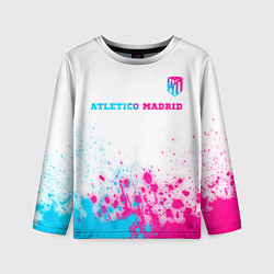 Детский лонгслив Atletico Madrid neon gradient style посередине
