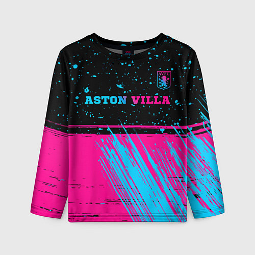 Детский лонгслив Aston Villa - neon gradient посередине / 3D-принт – фото 1