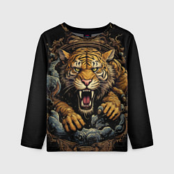 Детский лонгслив Тигр в стойке тайский бокс