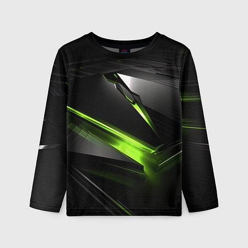Детский лонгслив Зеленая абстрактная конструкция в стиле nvidia / 3D-принт – фото 1