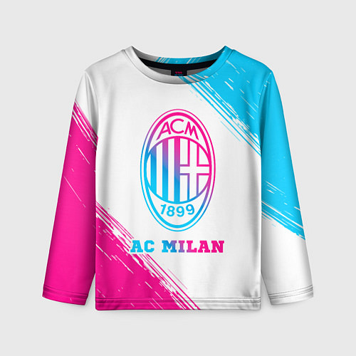 Детский лонгслив AC Milan neon gradient style / 3D-принт – фото 1