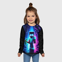 Лонгслив детский Minecraft - neon character ai art, цвет: 3D-принт — фото 2