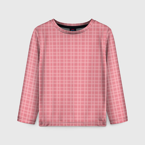 Детский лонгслив Лососево-розовый клетчатый / 3D-принт – фото 1