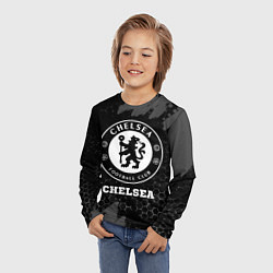 Лонгслив детский Chelsea sport на темном фоне, цвет: 3D-принт — фото 2