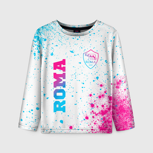 Детский лонгслив Roma neon gradient style вертикально / 3D-принт – фото 1