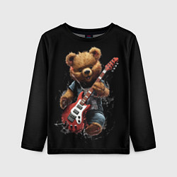 Детский лонгслив Большой плюшевый медведь играет на гитаре