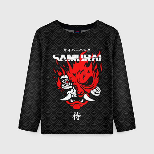Детский лонгслив Киберпанк 2077 - логотип самурая / 3D-принт – фото 1
