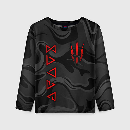Детский лонгслив Ведьмак - Серые волны / 3D-принт – фото 1