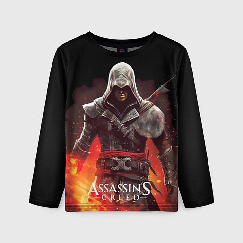 Детский лонгслив Assassins creed огненный фон вокруг / 3D-принт – фото 1