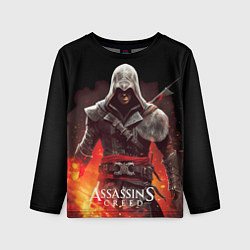 Детский лонгслив Assassins creed огненный фон вокруг