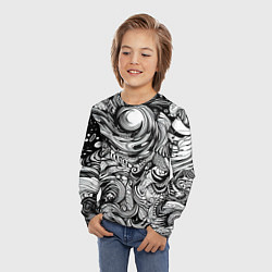 Лонгслив детский Черные и белые абстрактные узоры, цвет: 3D-принт — фото 2