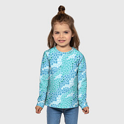 Лонгслив детский Океанские волны из синих и бирюзовых камней, цвет: 3D-принт — фото 2