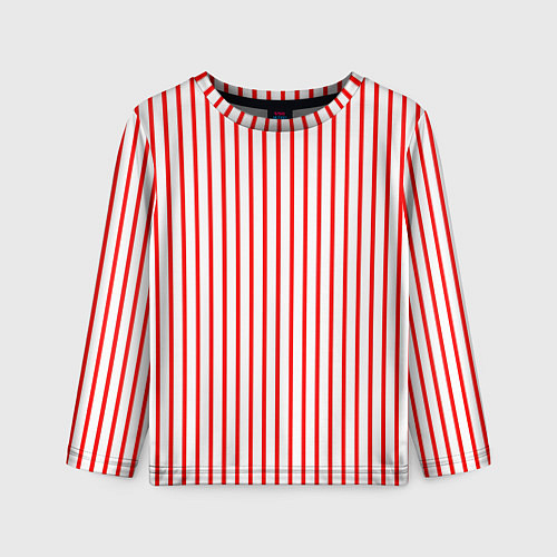 Детский лонгслив Белый в красную полоску / 3D-принт – фото 1