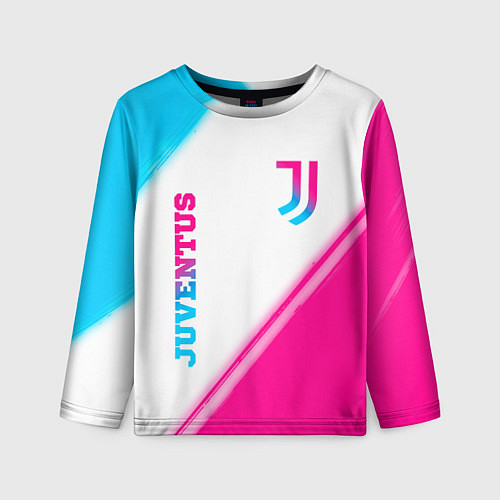 Детский лонгслив Juventus neon gradient style вертикально / 3D-принт – фото 1