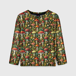 Детский лонгслив Дикие грибы лесные мухоморы