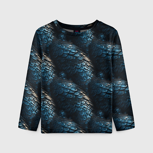 Детский лонгслив Синяя стальная броня / 3D-принт – фото 1