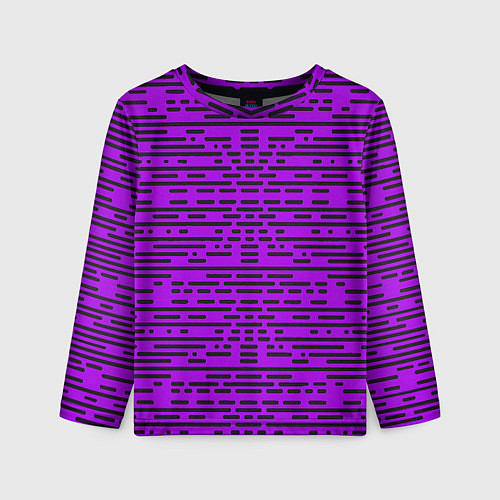 Детский лонгслив Чёрные полосы на фиолетовом фоне / 3D-принт – фото 1