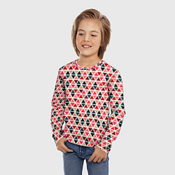 Лонгслив детский Бирюзово-розовый геометричный треугольники, цвет: 3D-принт — фото 2