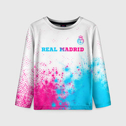 Детский лонгслив Real Madrid neon gradient style посередине