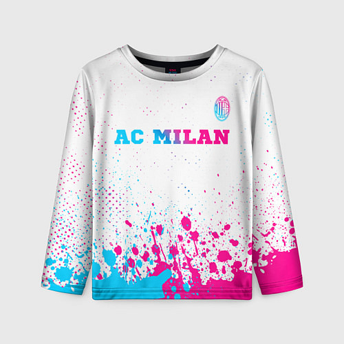 Детский лонгслив AC Milan neon gradient style посередине / 3D-принт – фото 1