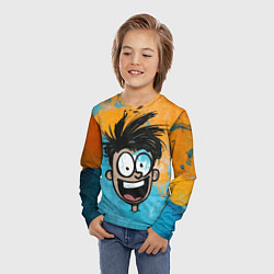 Лонгслив детский Красочный человечек веселым лицом, цвет: 3D-принт — фото 2